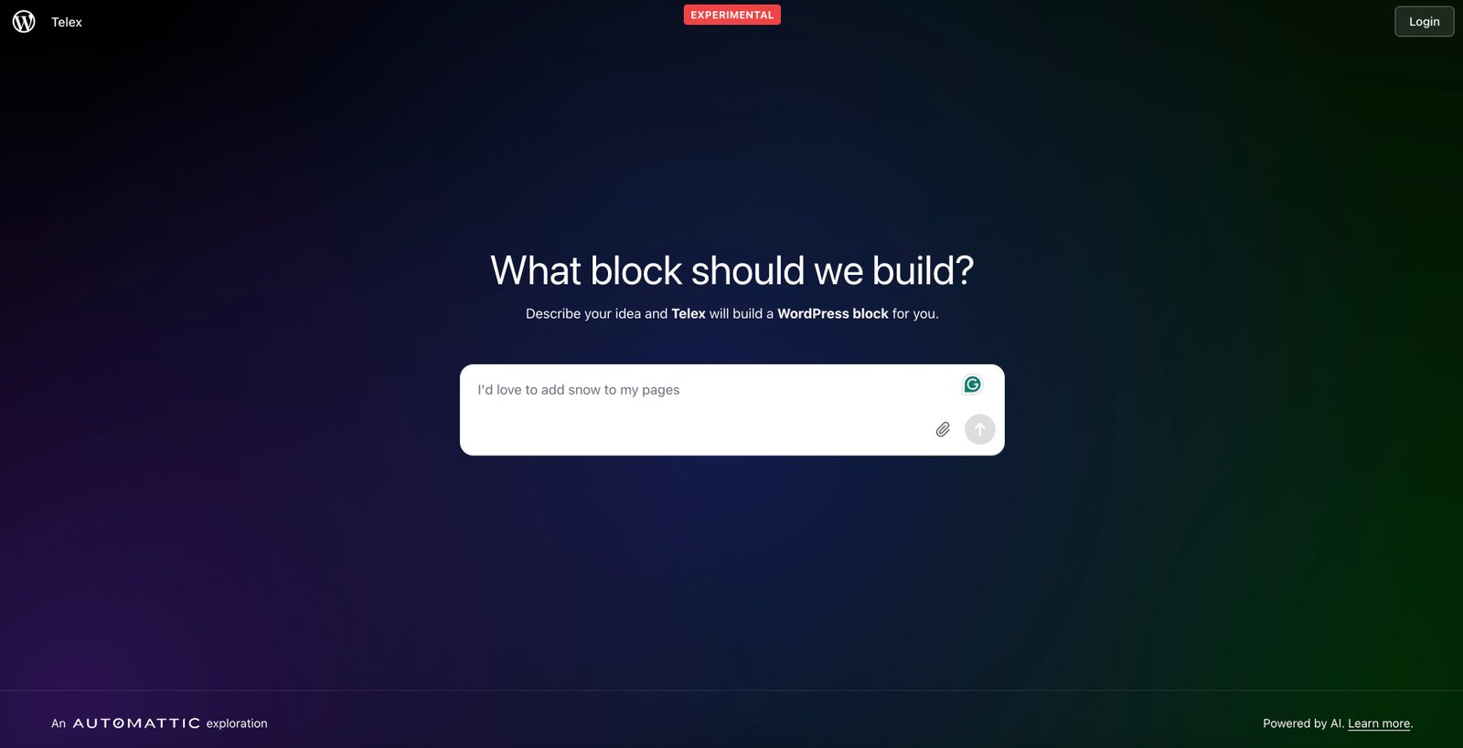 Screenshot of Telex interface