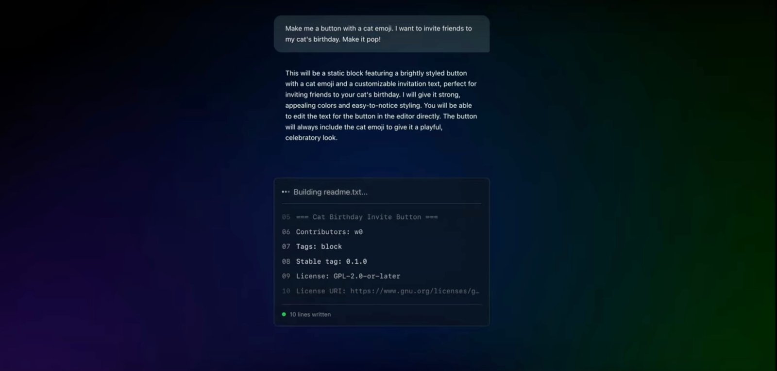 screenshot showing improvements in AI-generated content blocks