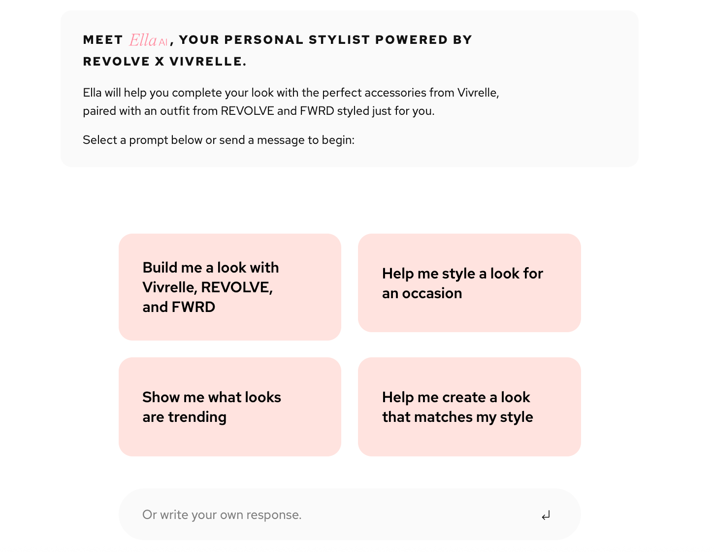 Vivrelle's AI stylist tool Ella in action