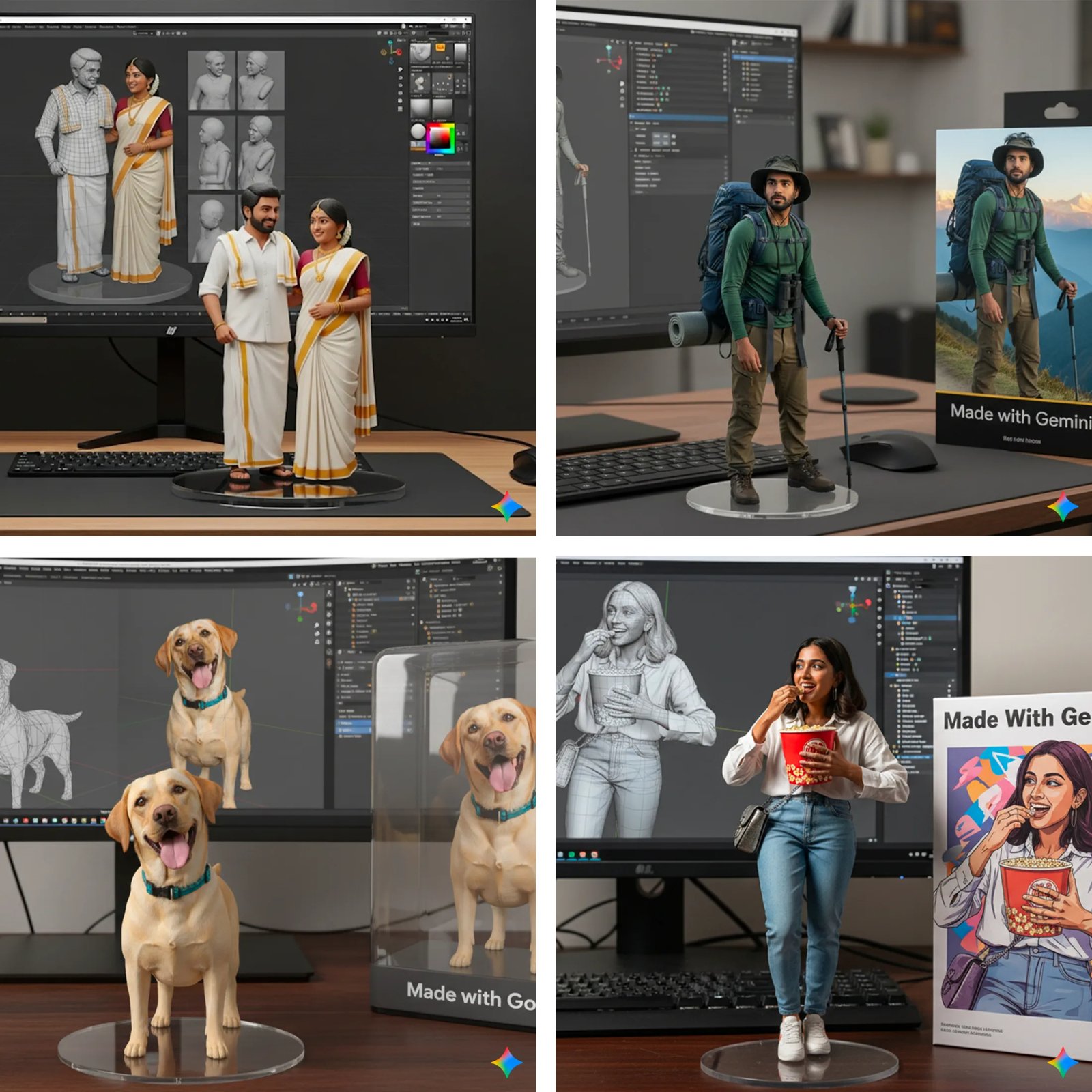 Figurine style images generated via Nano Banana