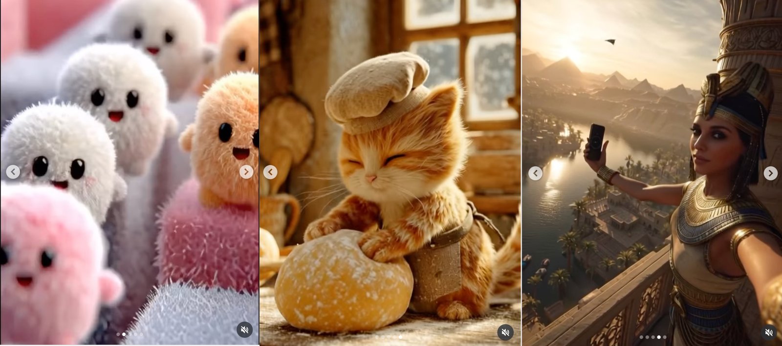 Examples of AI-generated short videos from Meta's vibes platform