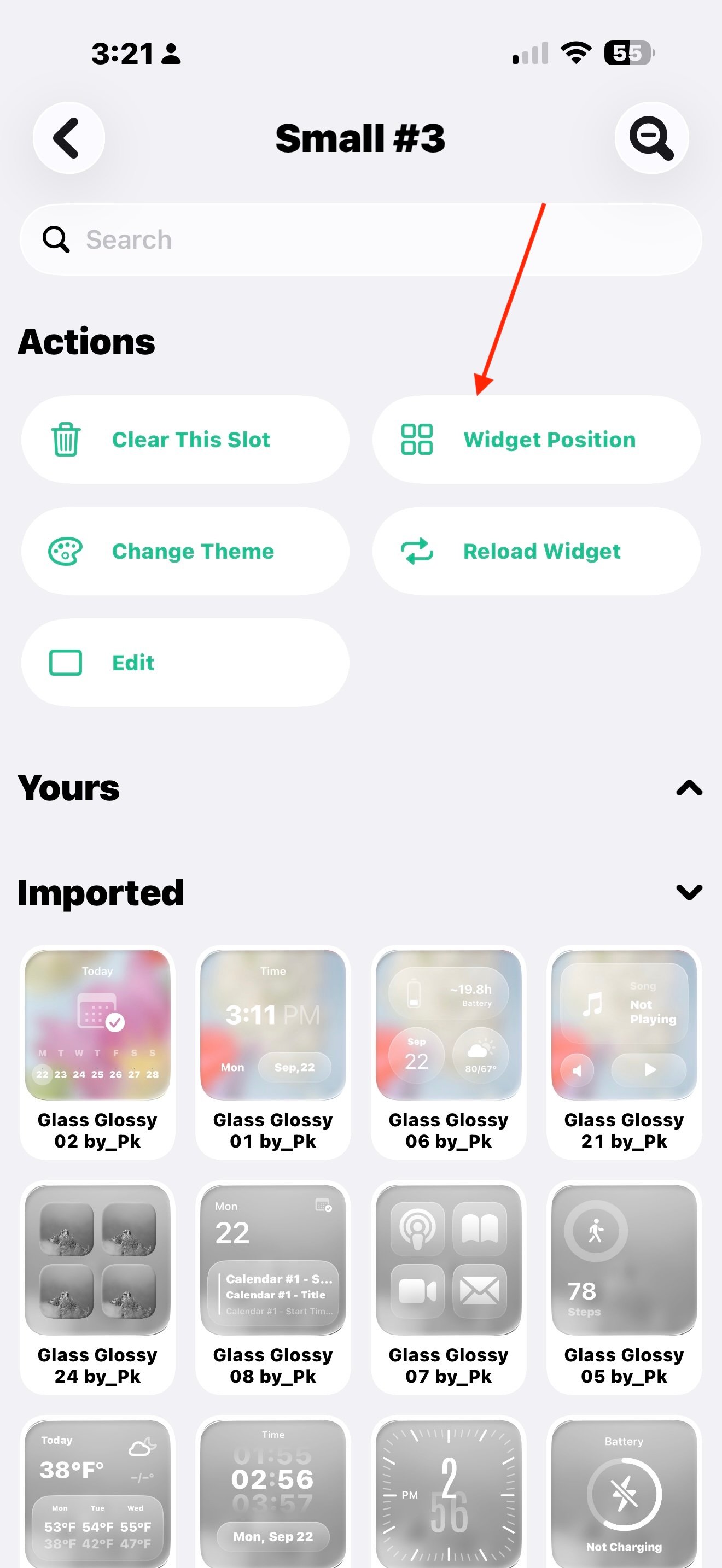 Widgy saved custom widget preview screenshot
