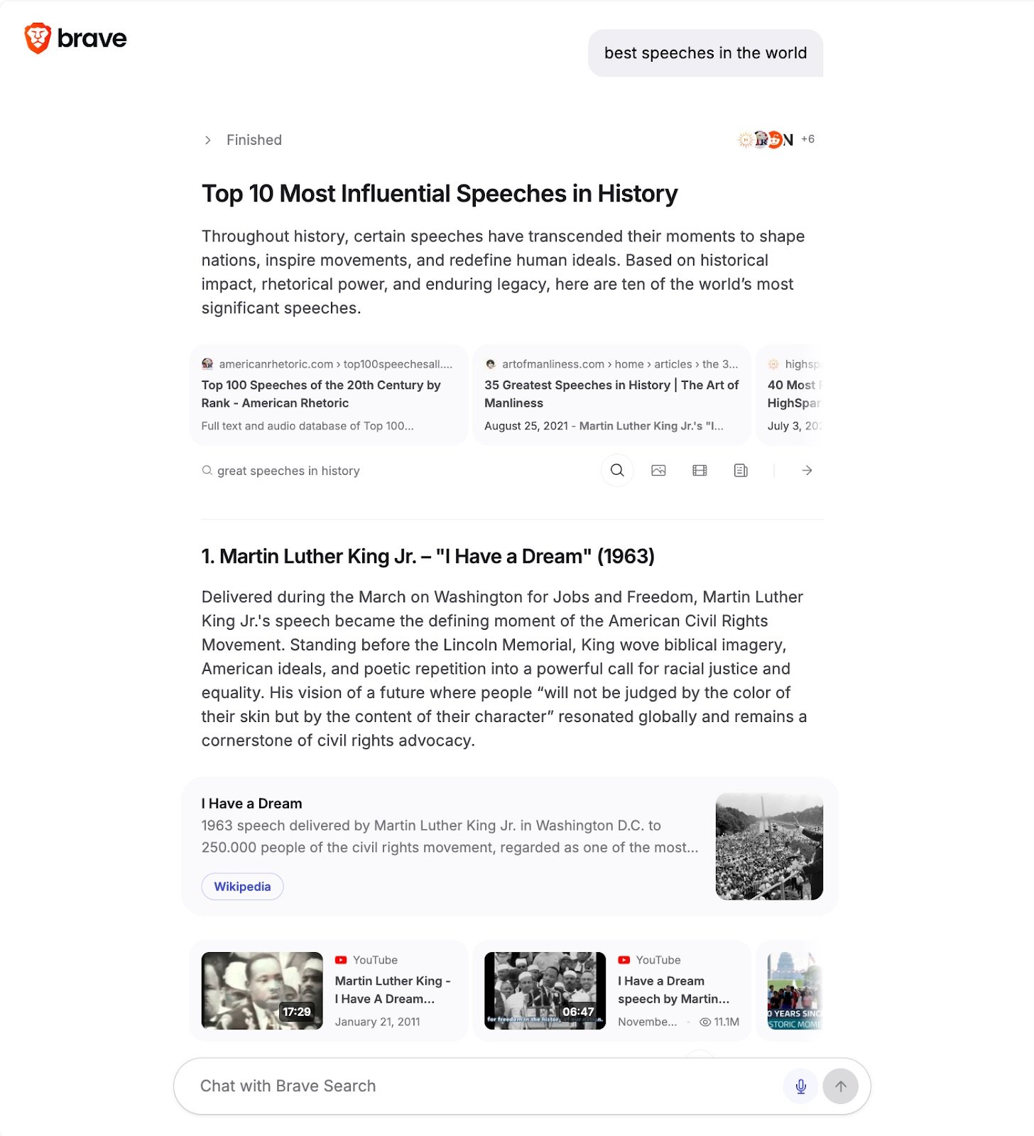 screenshot illustrating detailed answers provided by new Ask brave feature.