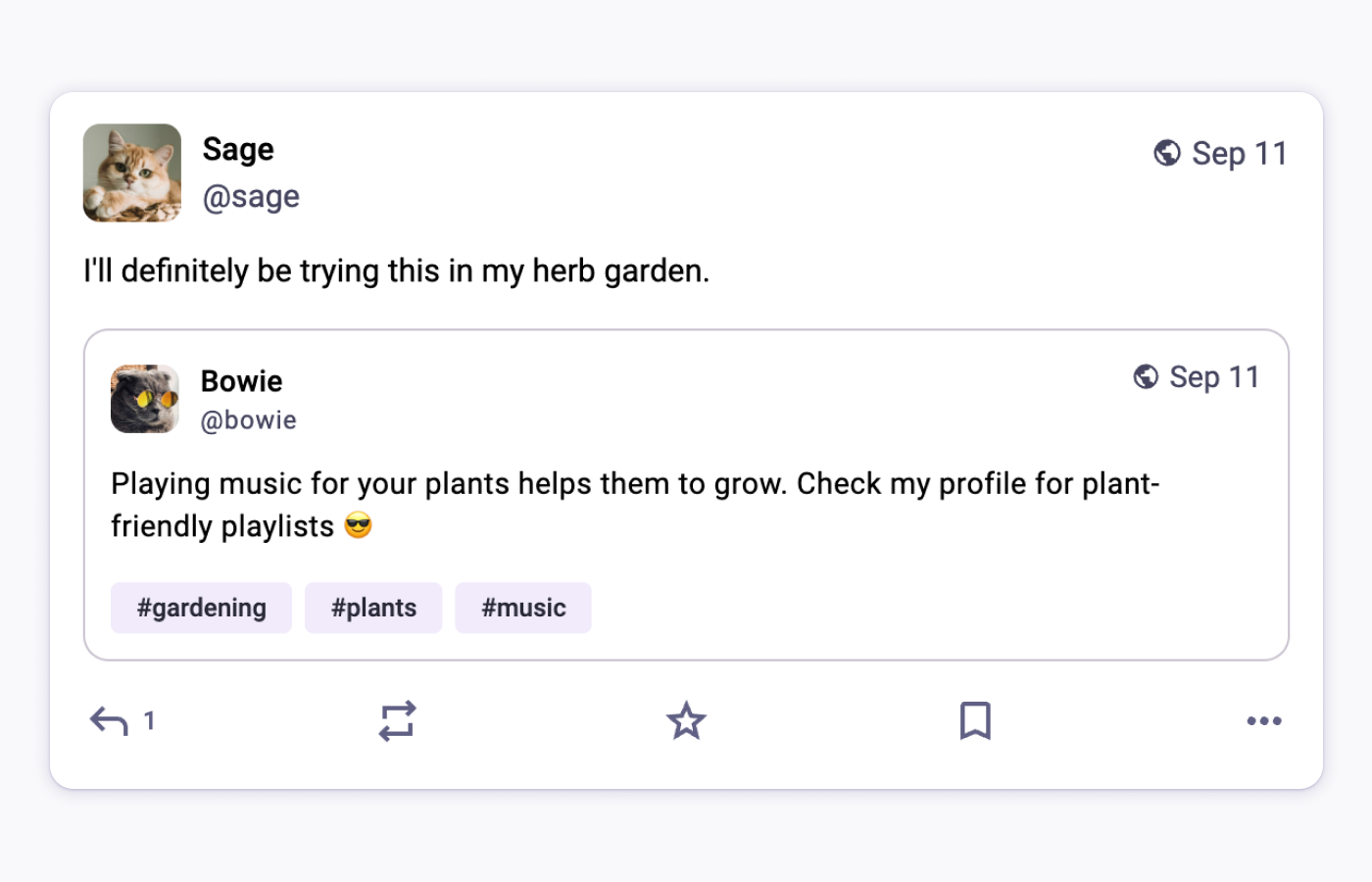 Mastodon interface showing quote post options