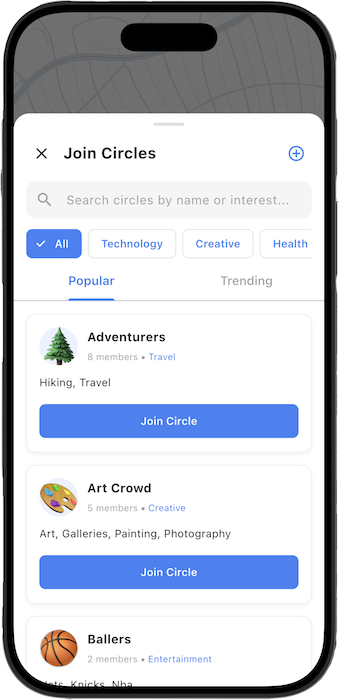 Mmotion Circles Feature Screenshot