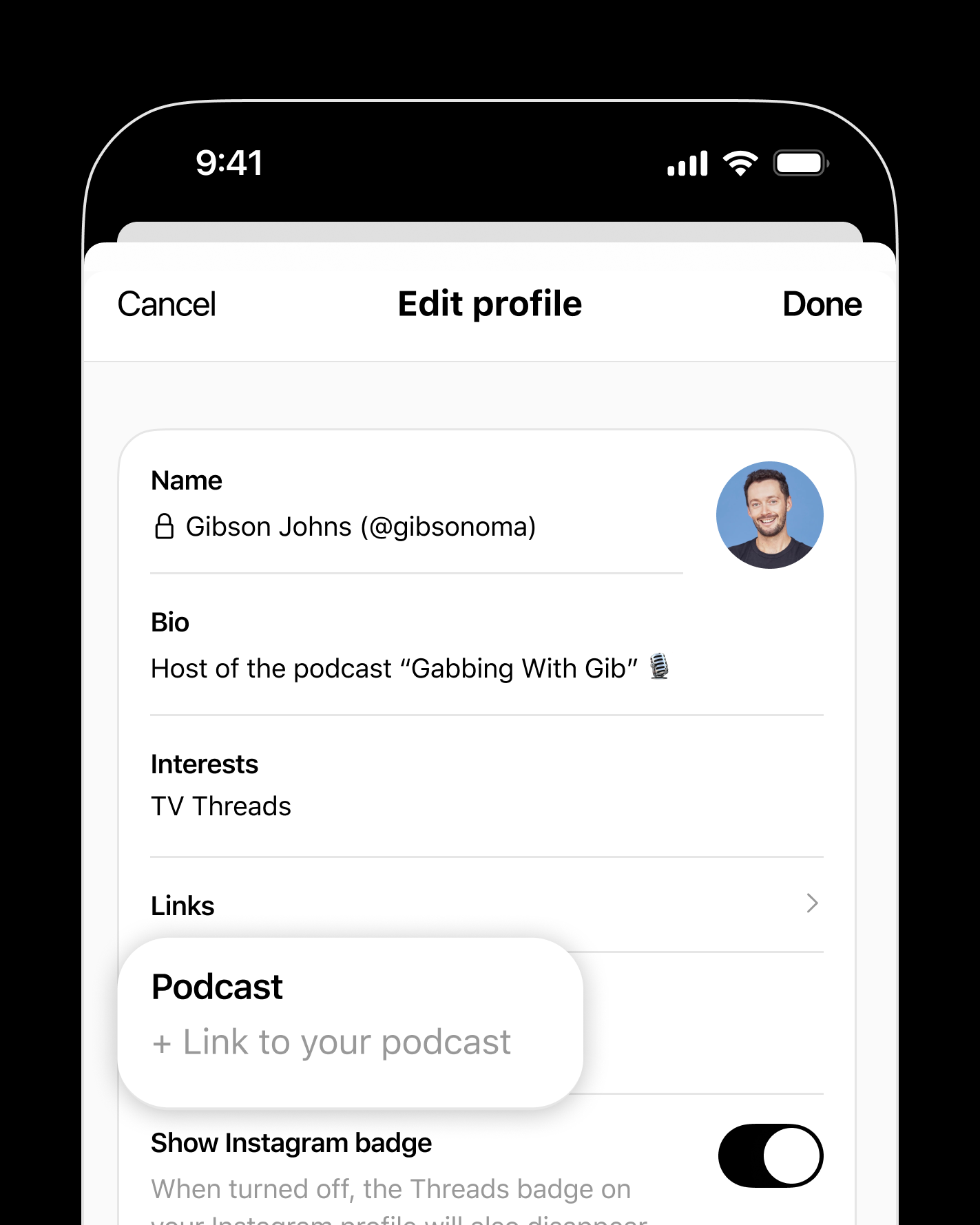 Creator profile showcasing multiple link options