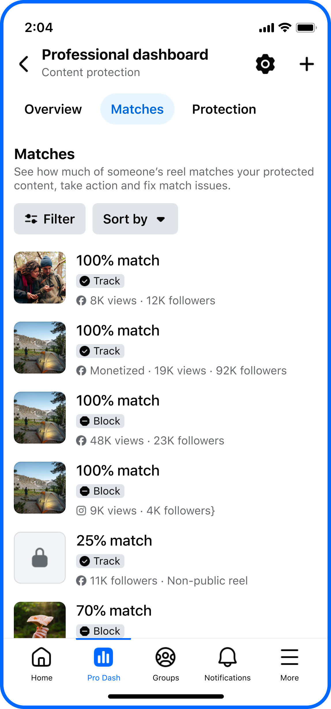 Content match Details screen