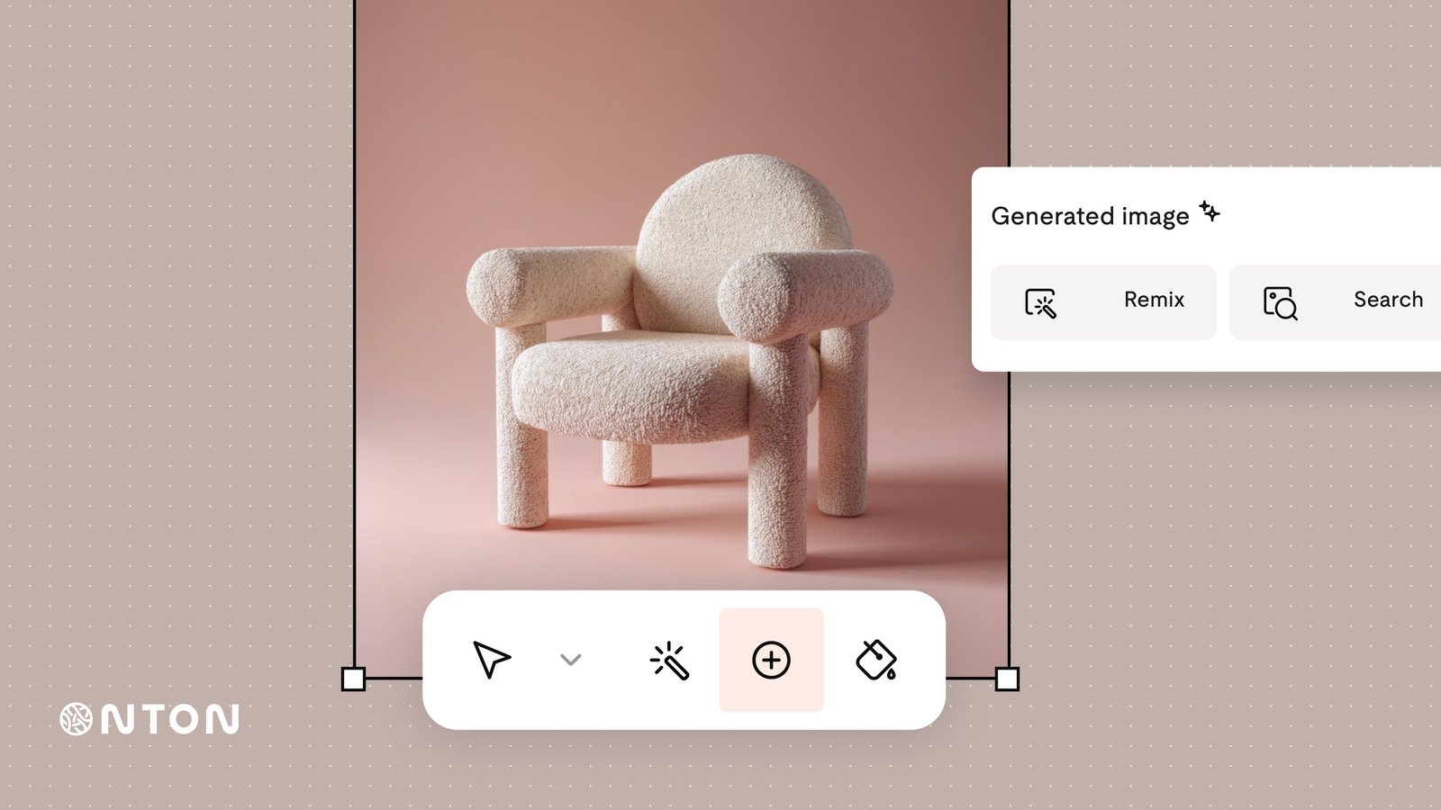 Onton's infinite canvas feature blending images with products