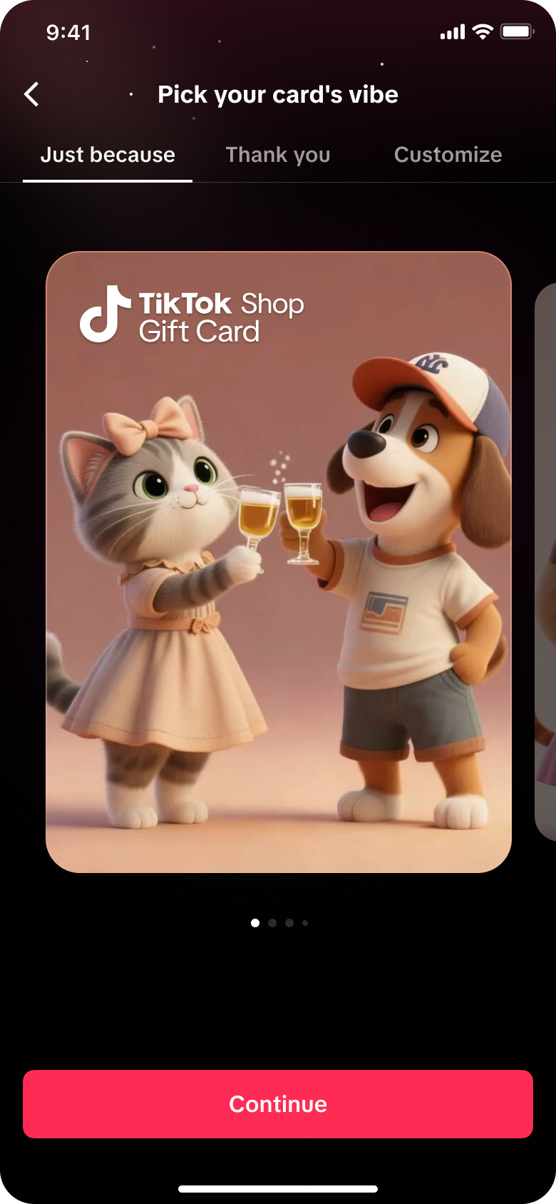 TikTok Shop Digital Gift Card Interface