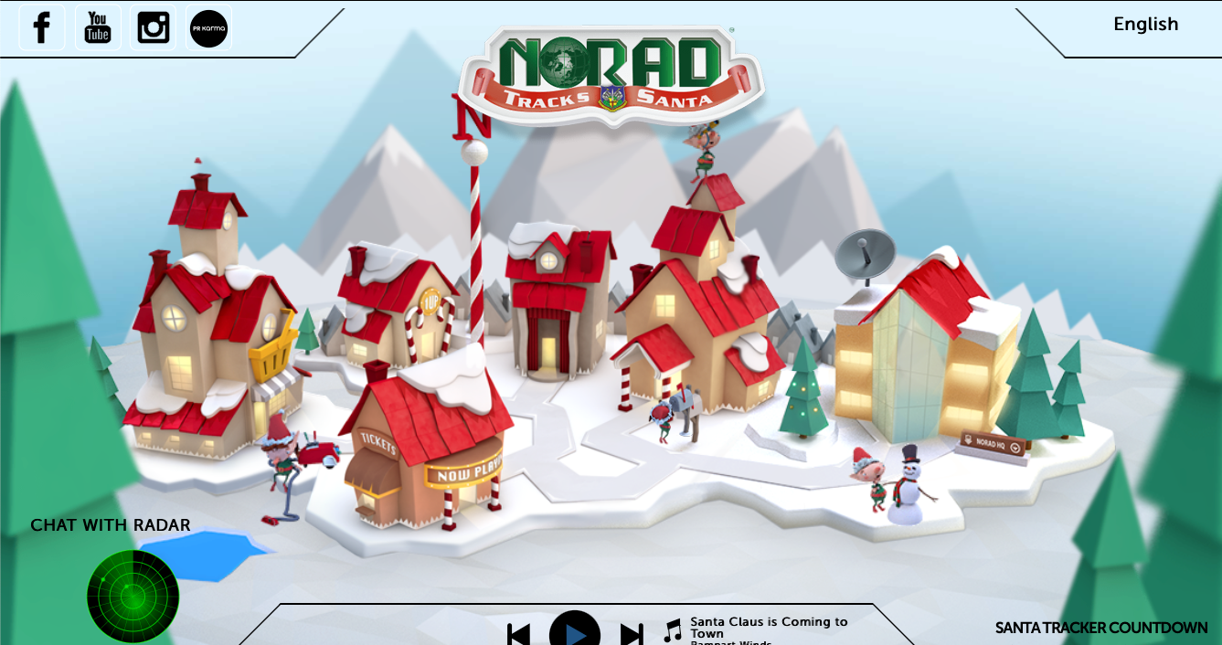 NORAD's 3D Santa Tracker interface