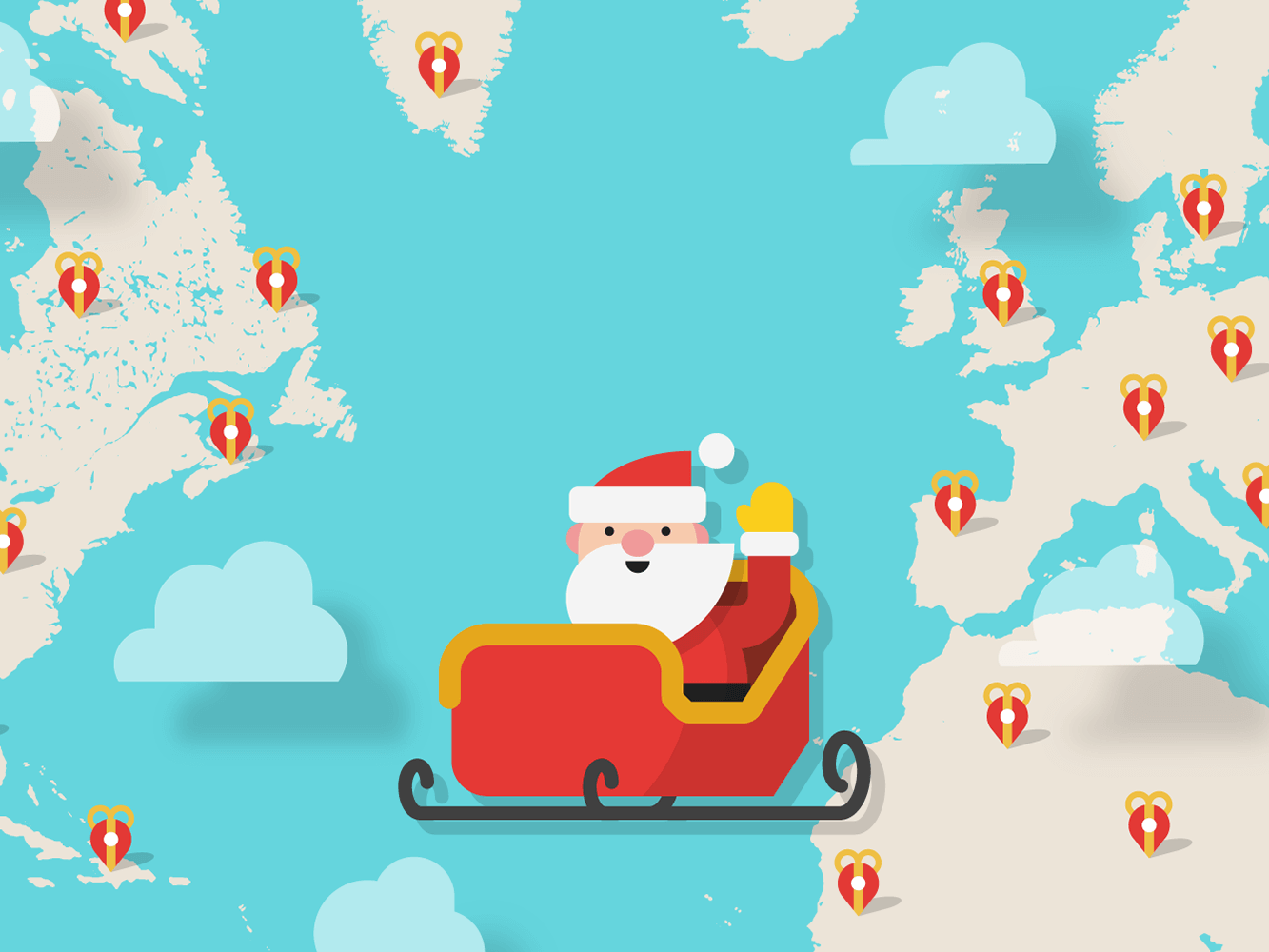 Google's colorful interactive santatracker interface