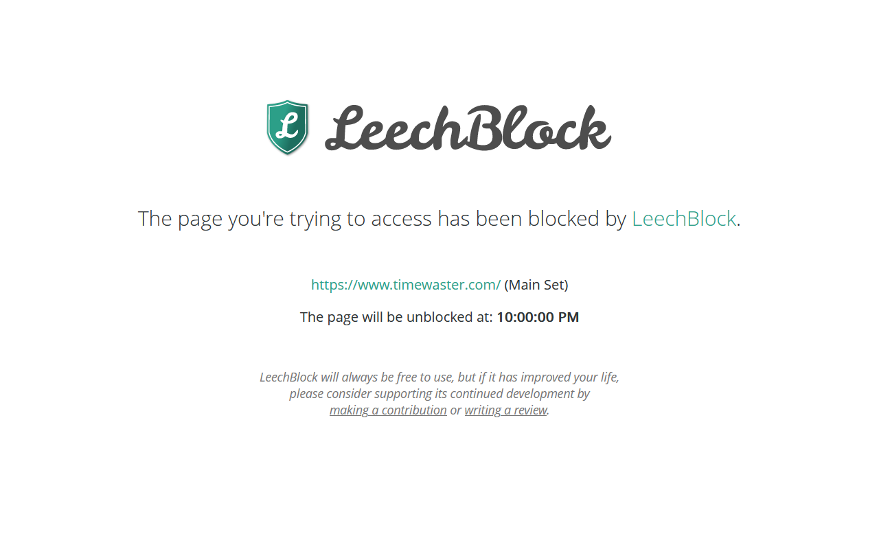 LeechBlock extension screenshot