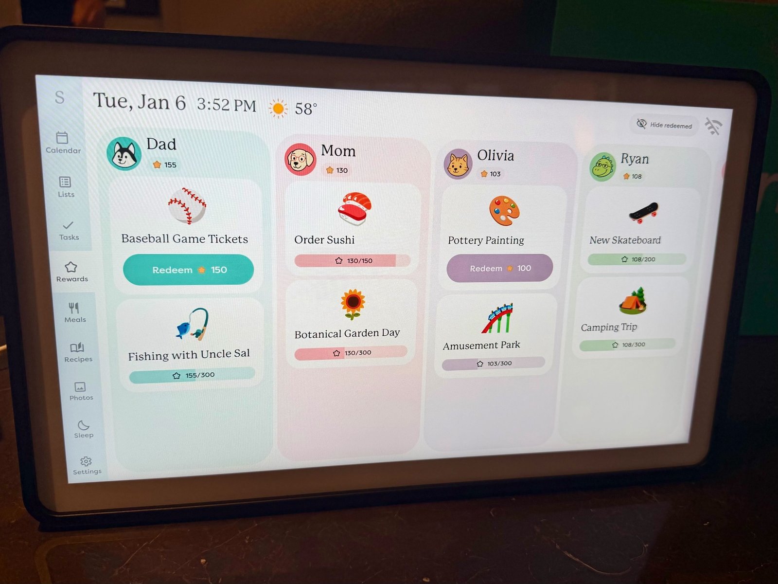 Skylight calendar device display