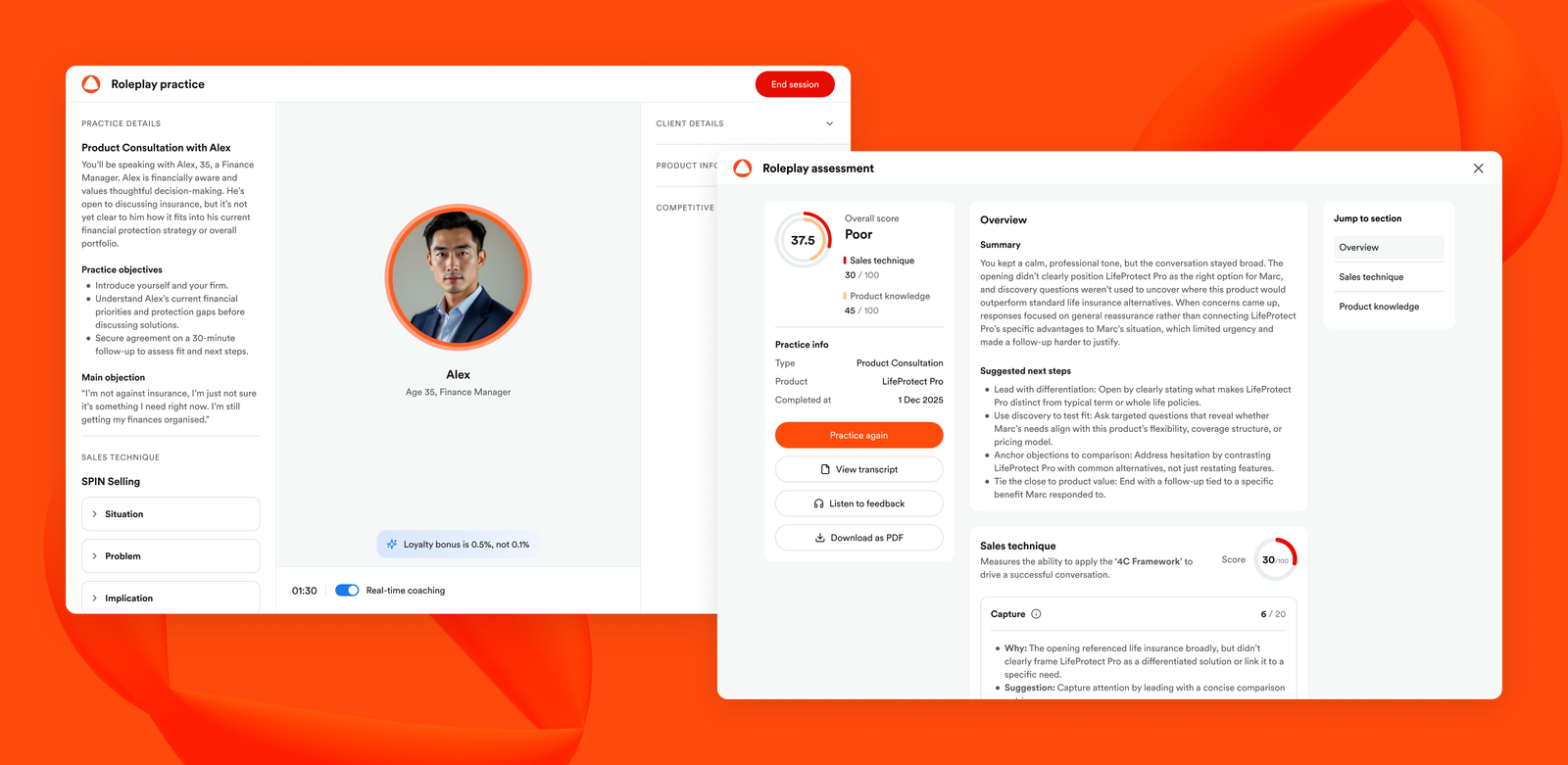 Hupo AI-powered sales coaching interface