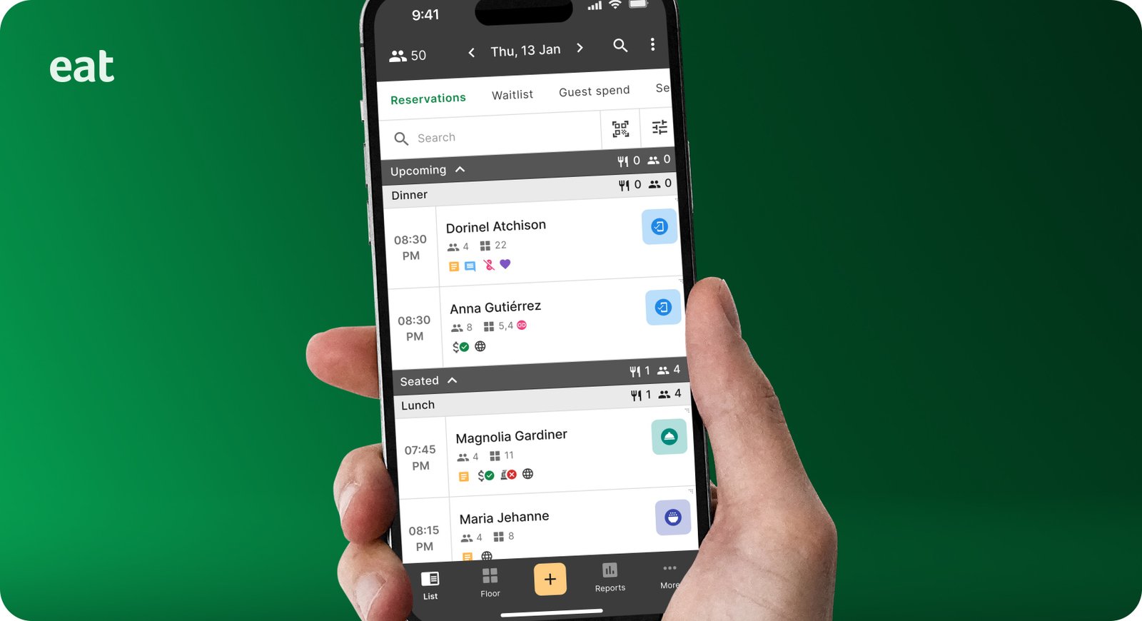 Eat App reservation dashboard