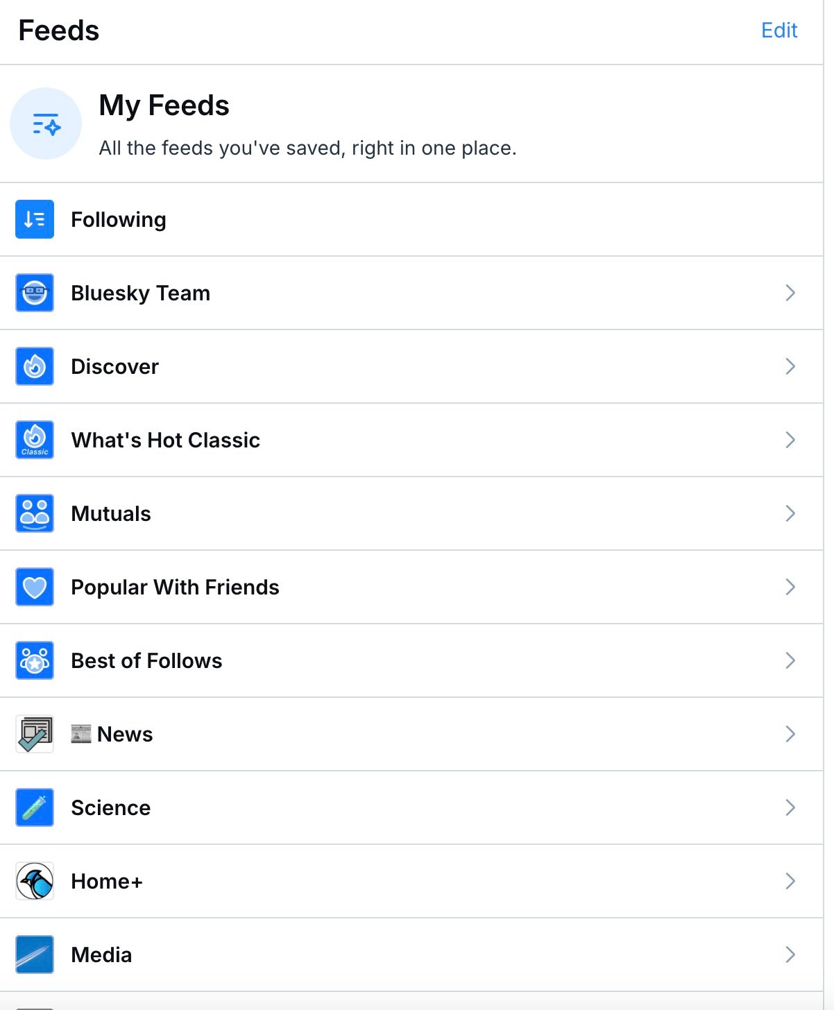 Bluesky Discover feed screenshot