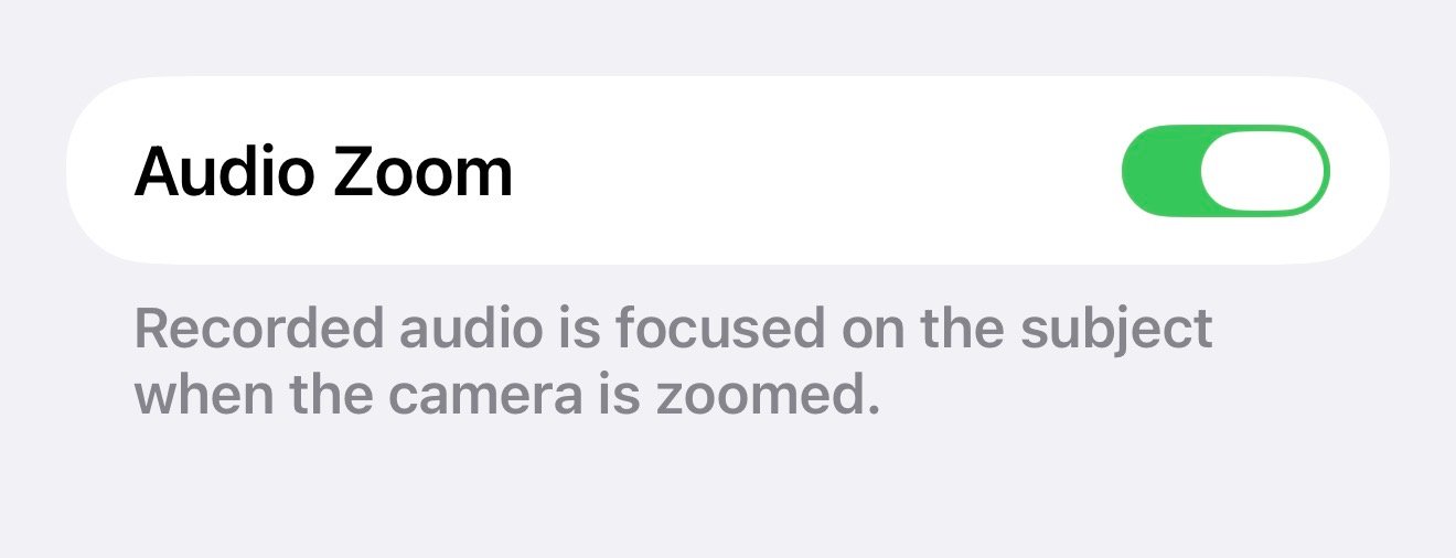 Audio zoom feature in camera app