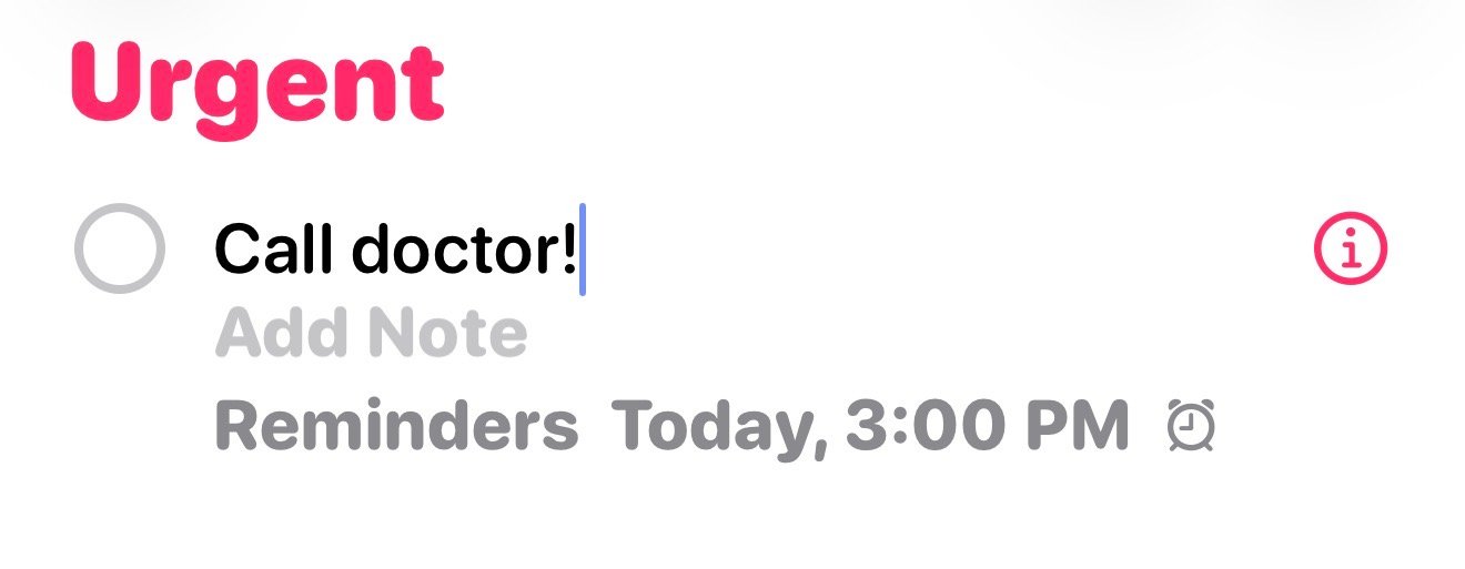 Urgent reminders screen