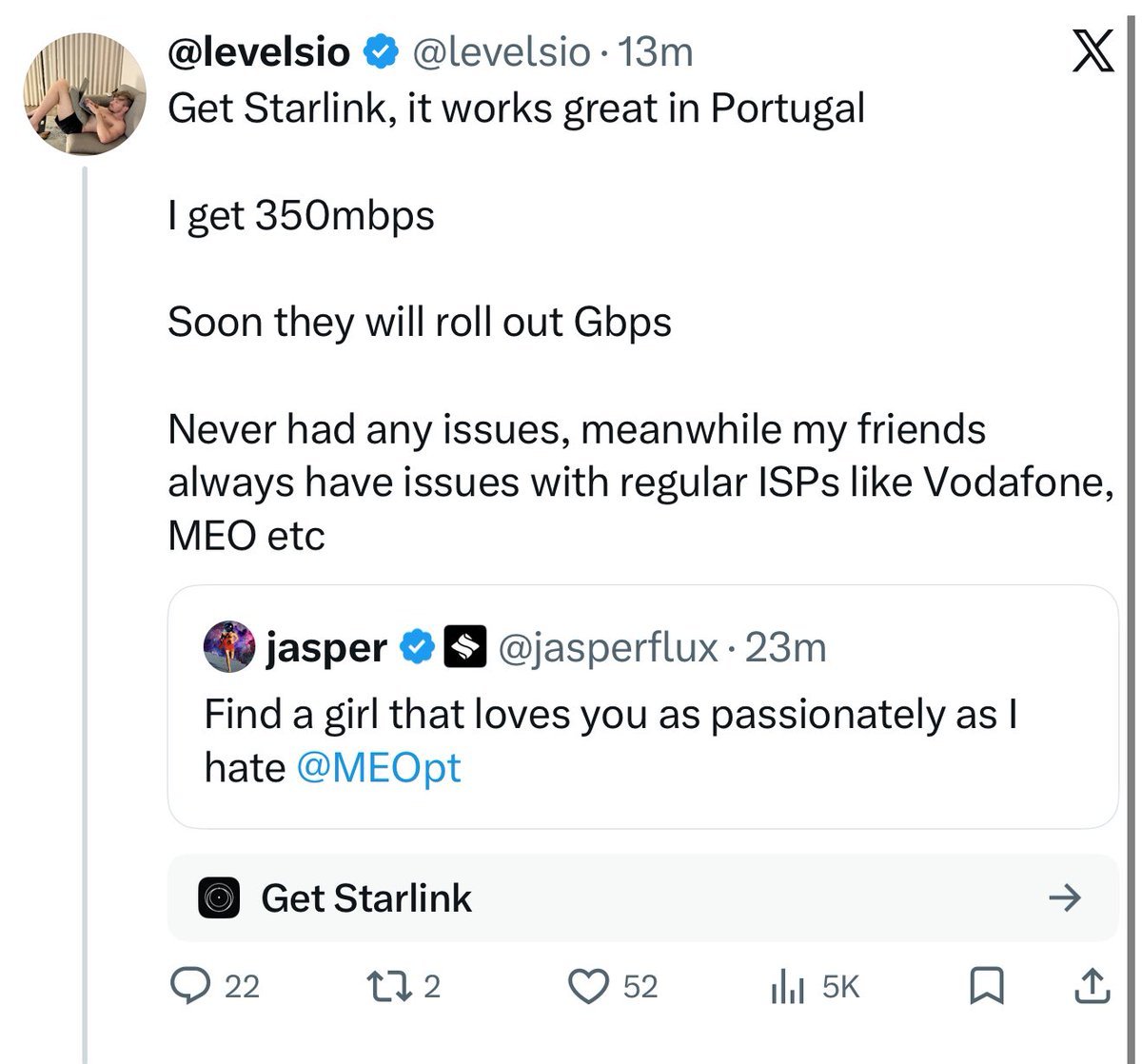 X's new ad format showcasing Starlink proposal