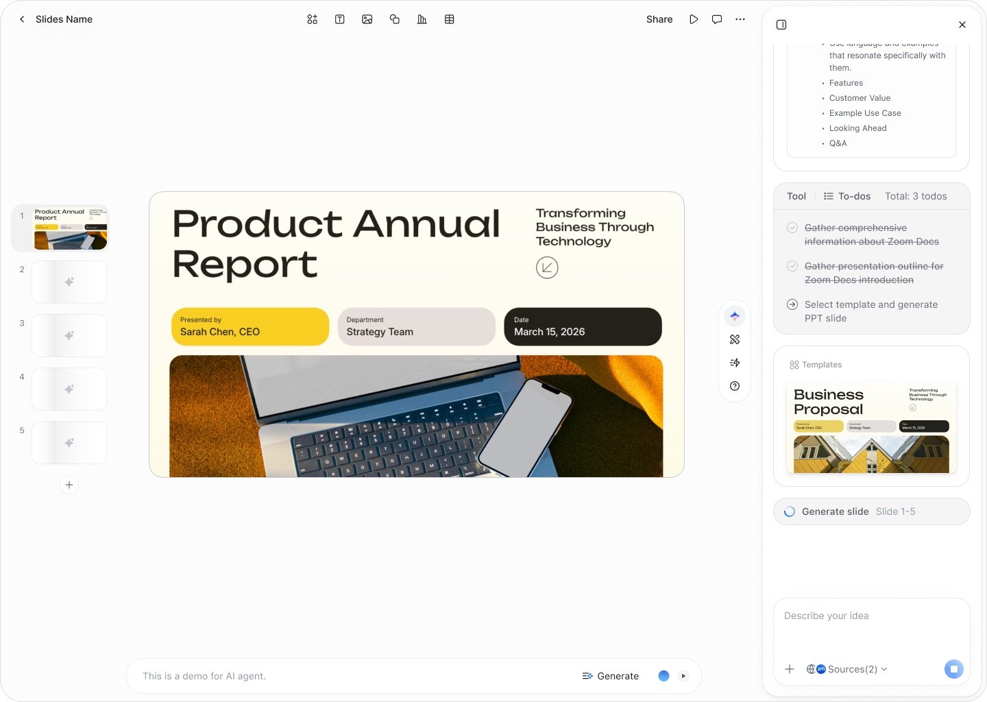 Zoom's AI-powered productivity apps interface