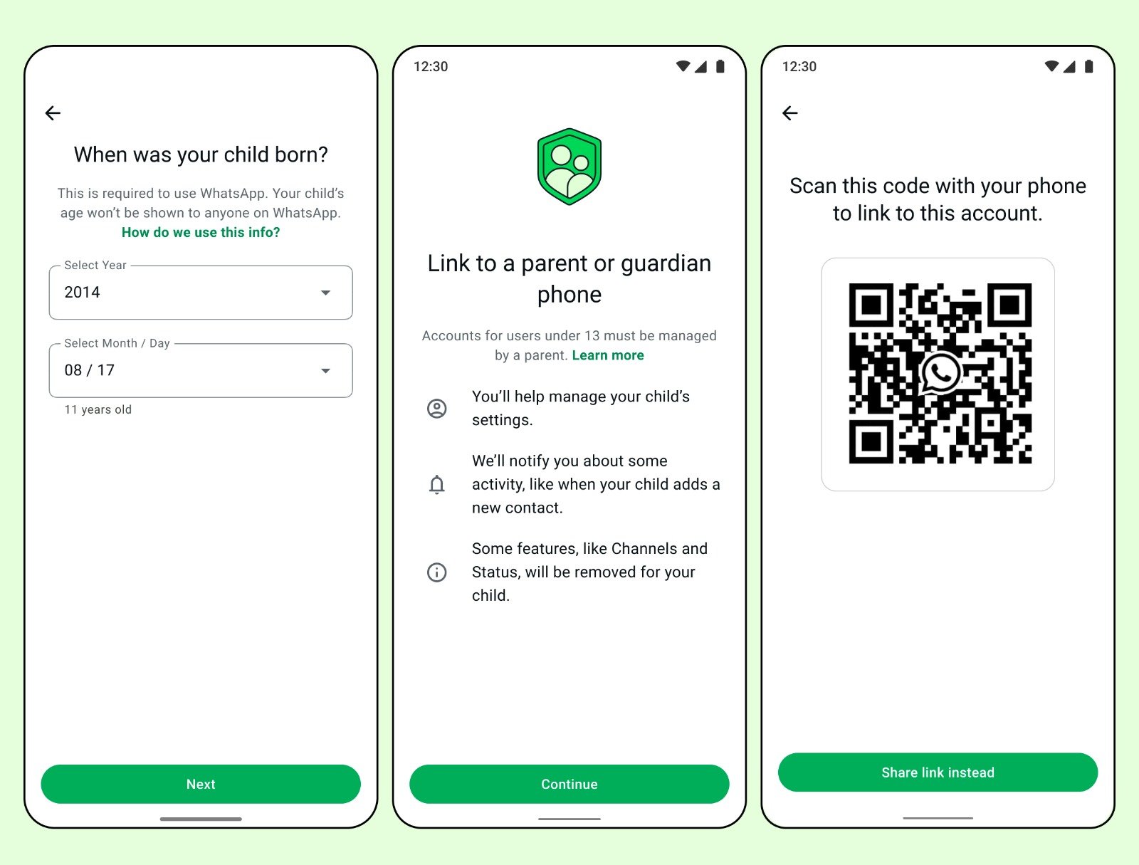 Illustration of setting up supervised WhatsApp accounts