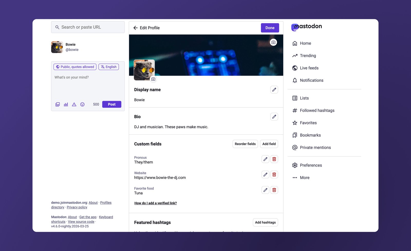 Unified account settings panel