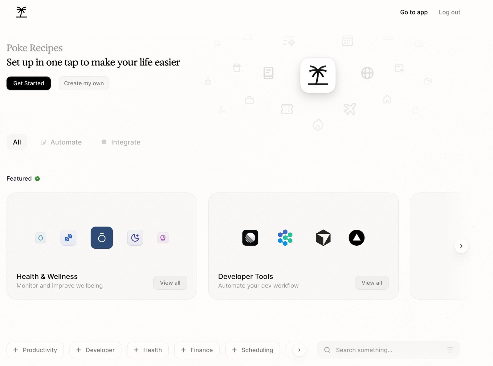 Automation recipes dashboard at poke.com