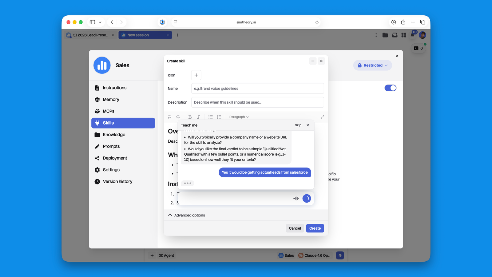 Simtheory platform interface