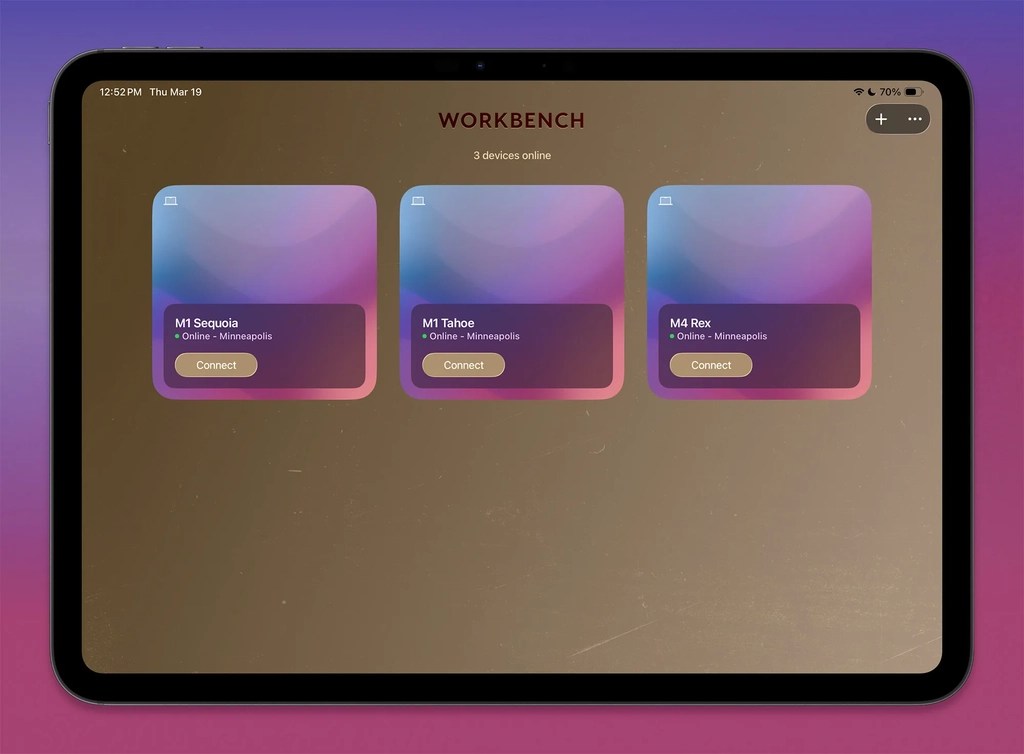 Astropad workbench interface showcasing multi-device management
