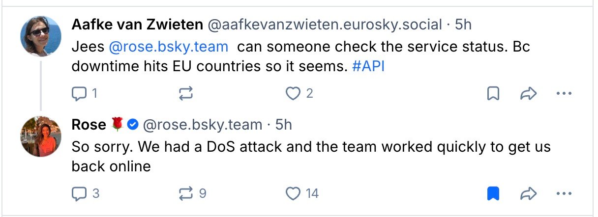 Bluesky app interface showing error message