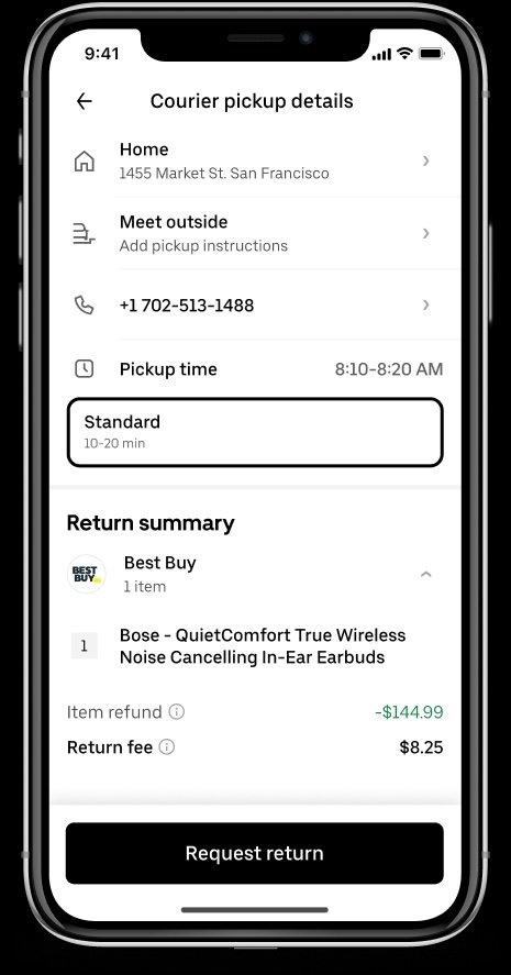 Uber Delivery Courier Picking Up Item