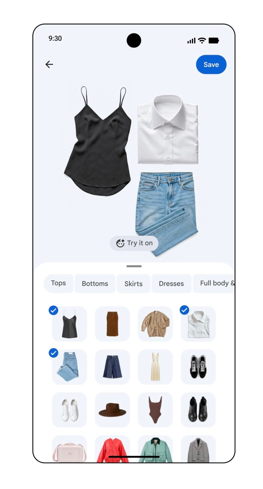 Google Photos digital wardrobe interface