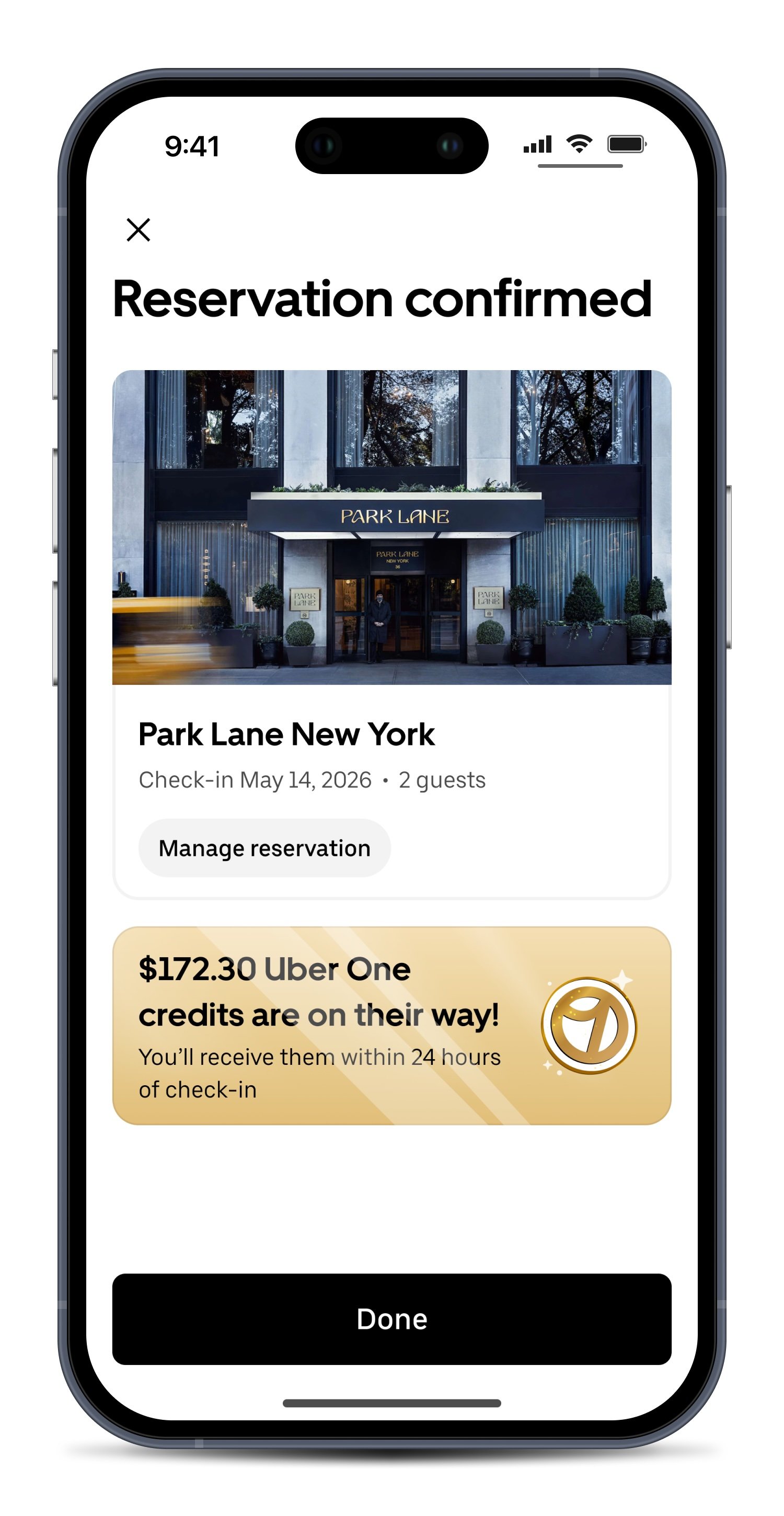 Uber's integrated hotel booking feature