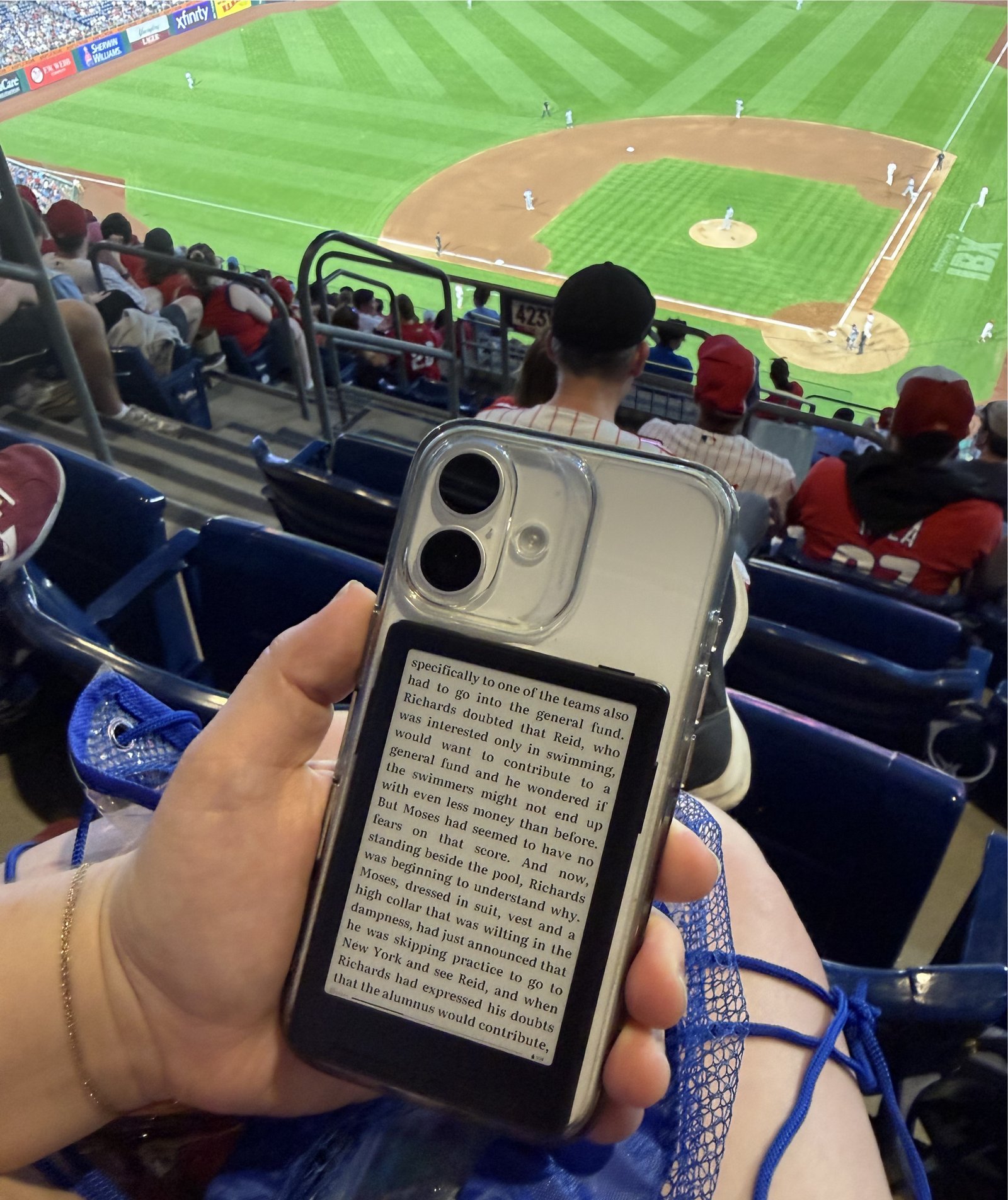 Xteink X3 attached during Phillies game
