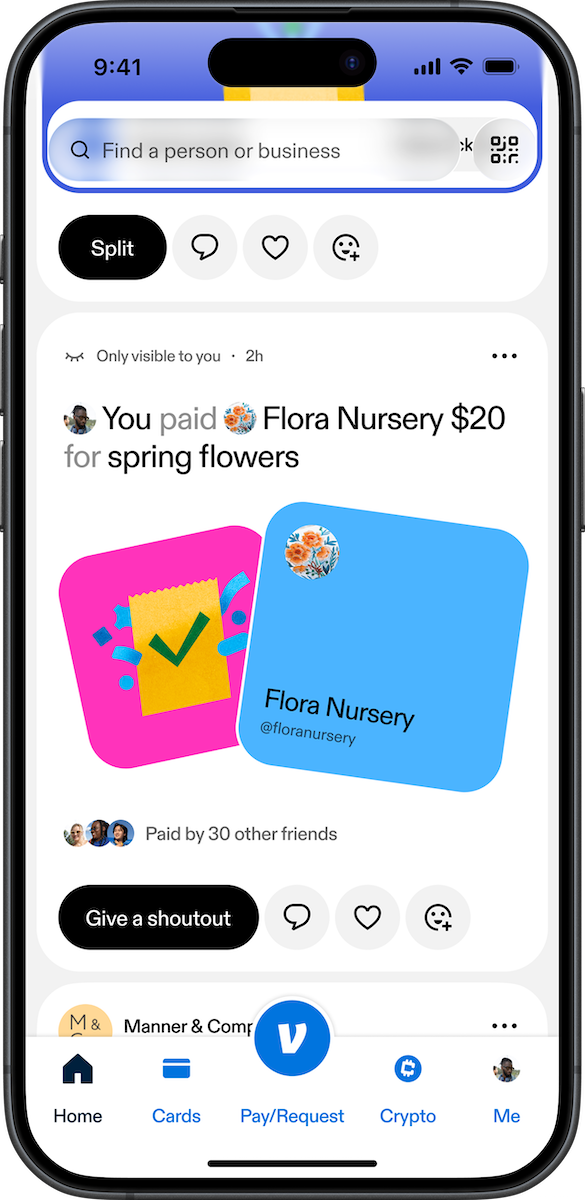 Venmo shoutout feature example
