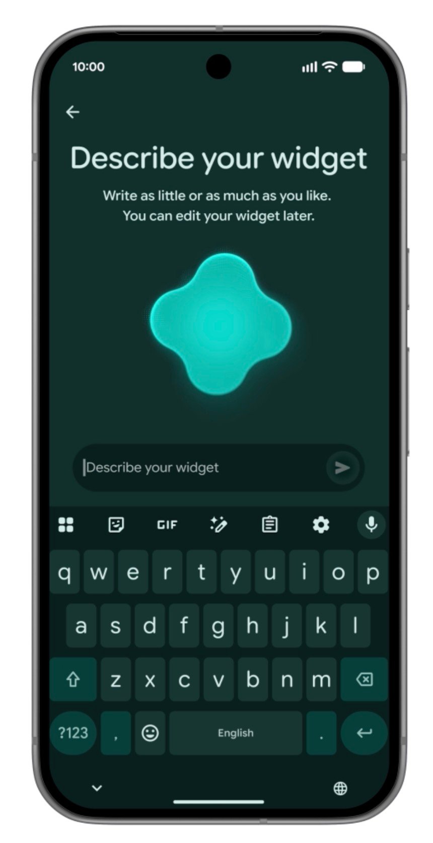 Interface showing custom widget creation