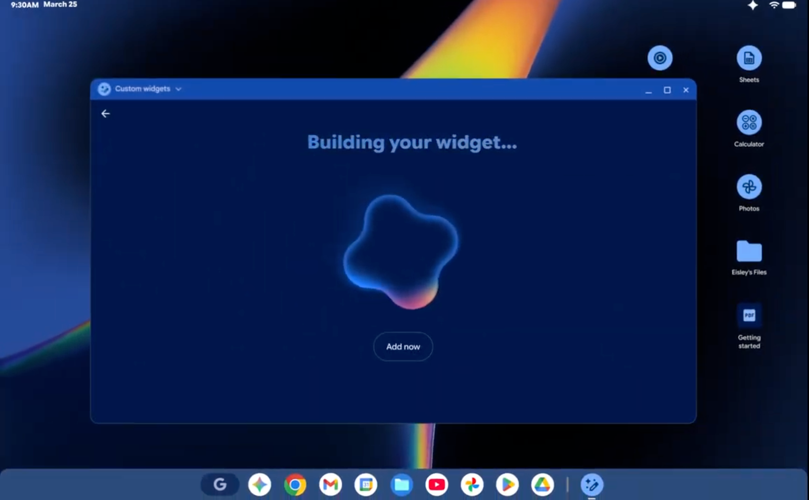 Custom widget dashboard example