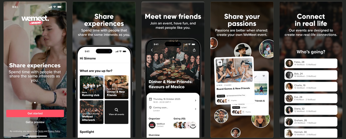 Screenshot showing interface of the WeMeet app