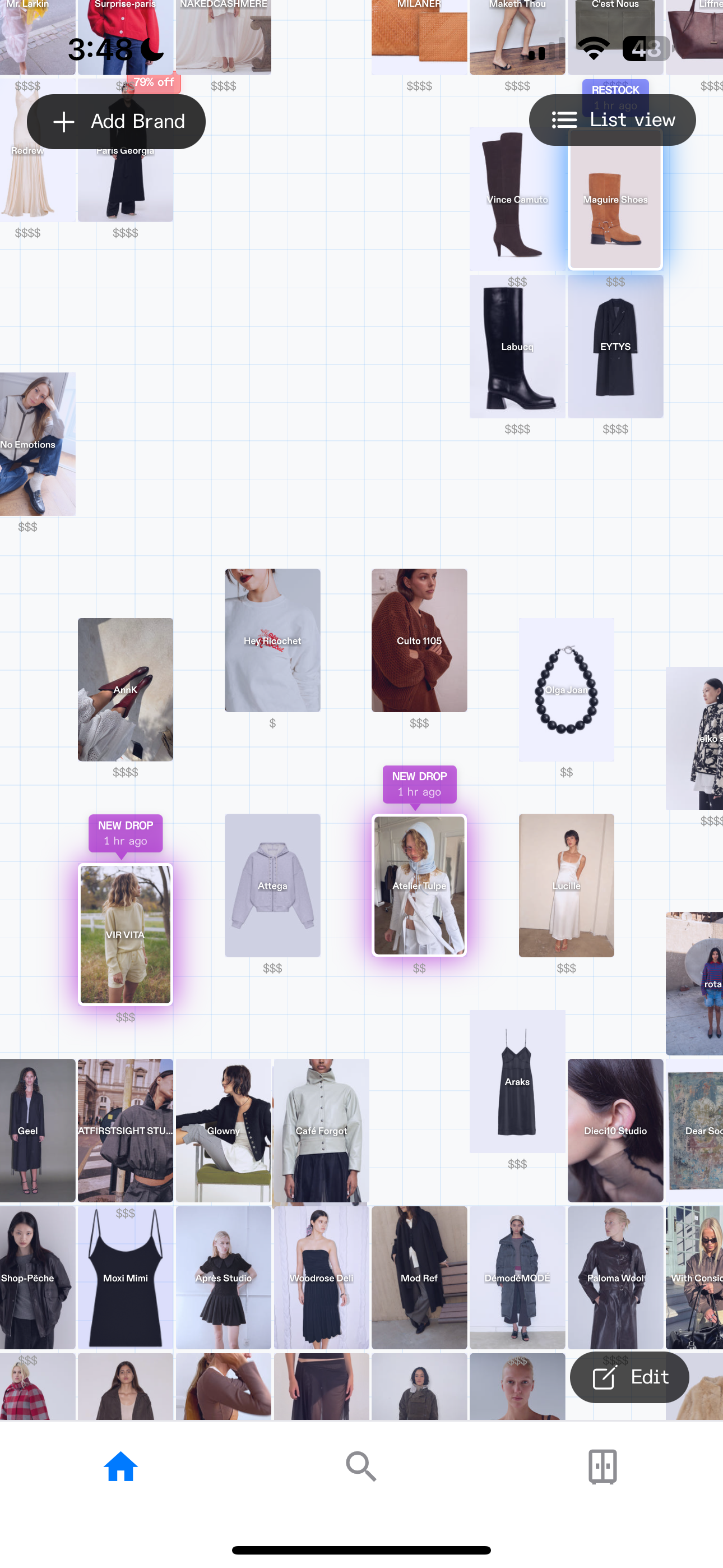 The Mall app interface
