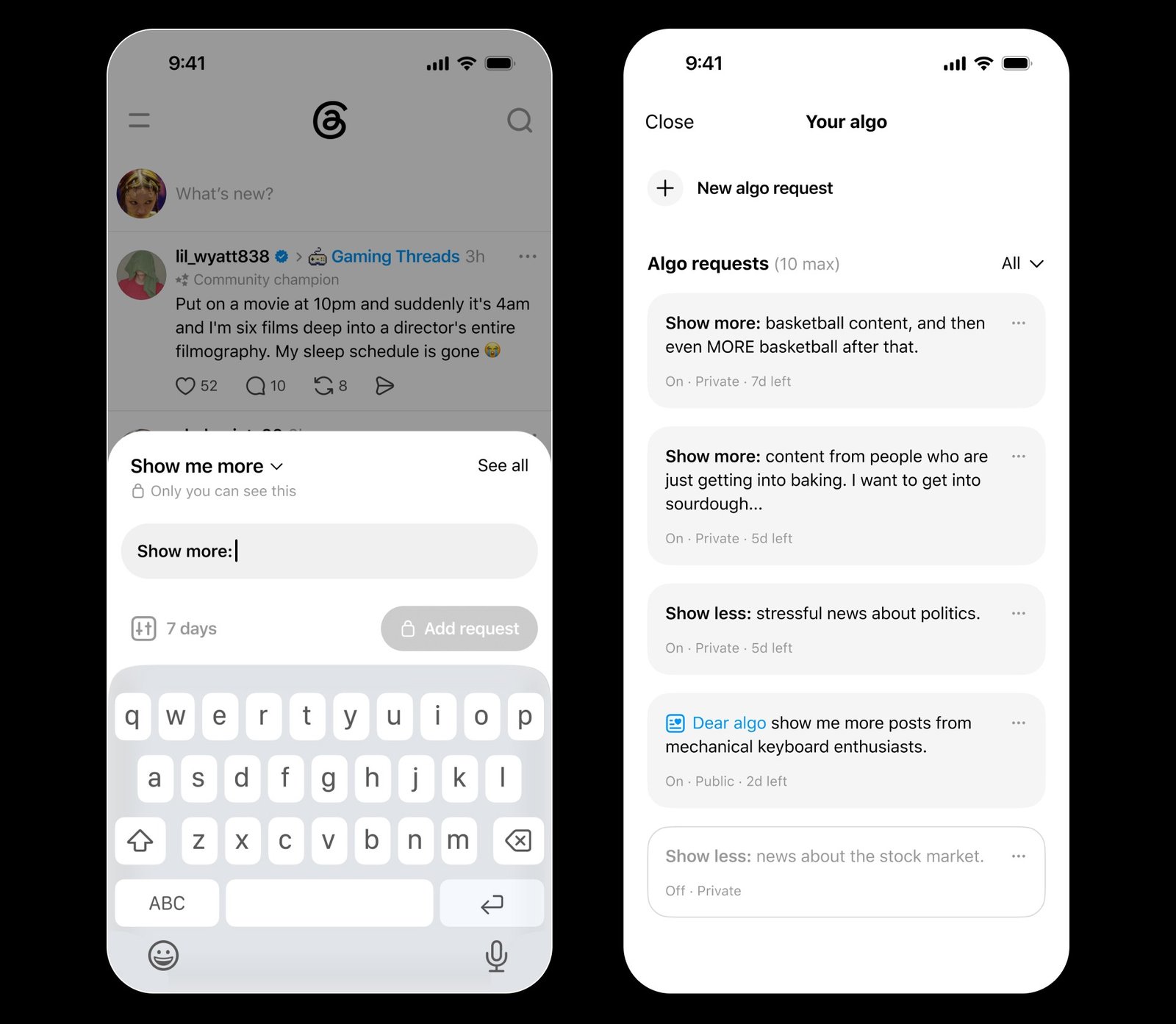 Threads app interface