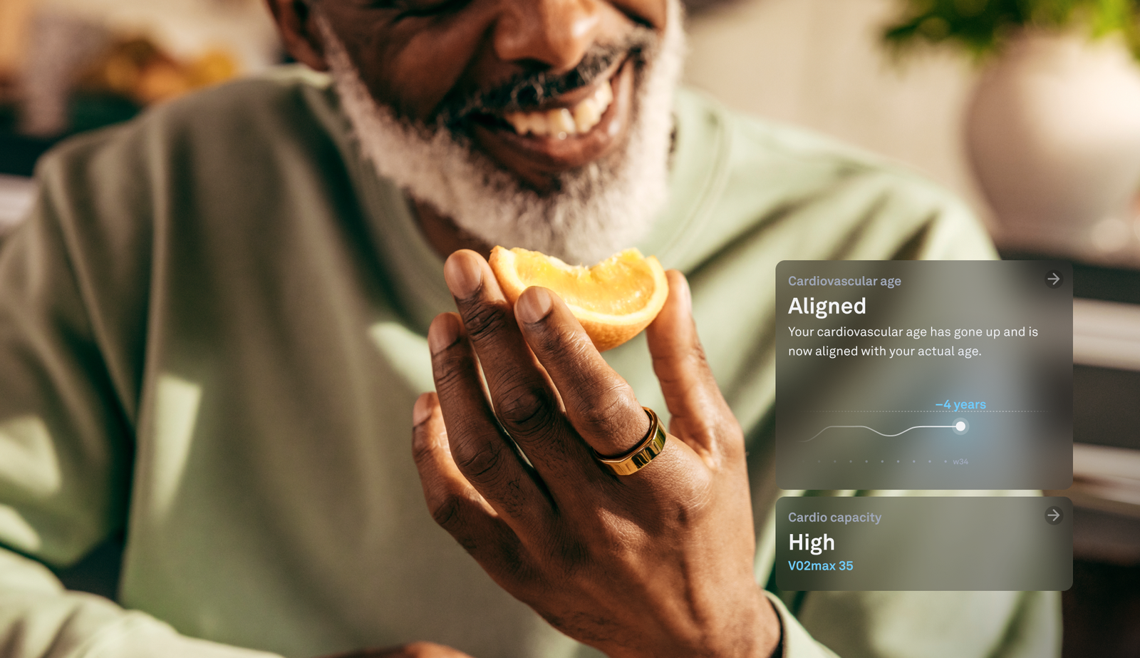 Person wearing Oura ring enjoying healthy lifestyle supported by wearable tech without direct screen interaction.