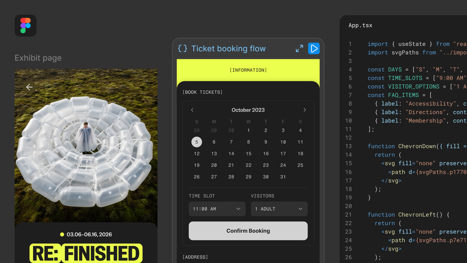 Figma collaborative canvas showcasing embedded code layers